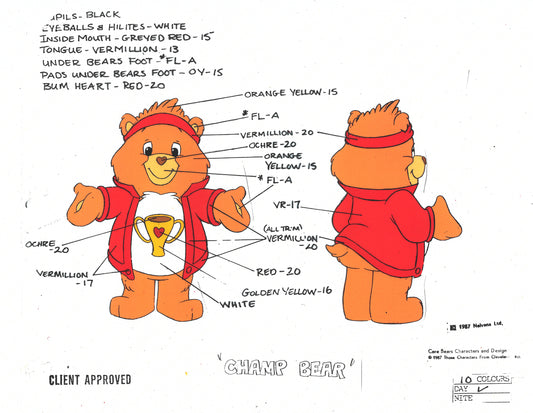 Care Bears Original Production Color Model Sheet: Champ Bear