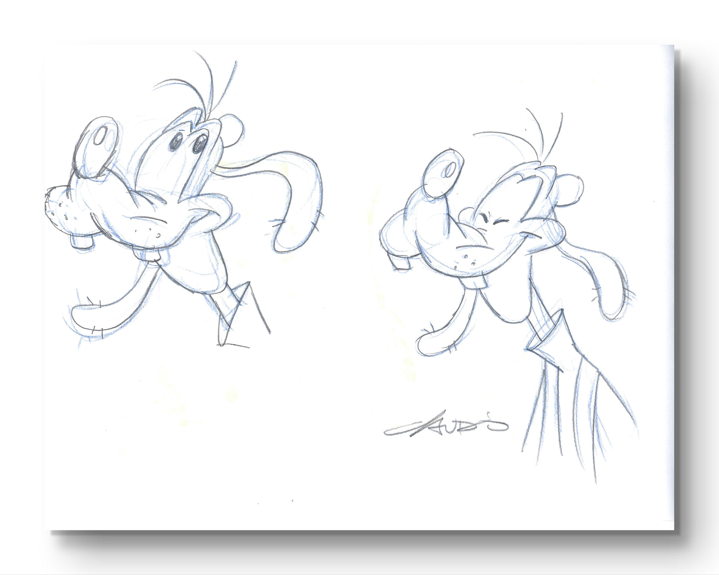Goof Troop 1992 Original Production Layout Drawing Signed by Claudio Vieira de Oliveira
