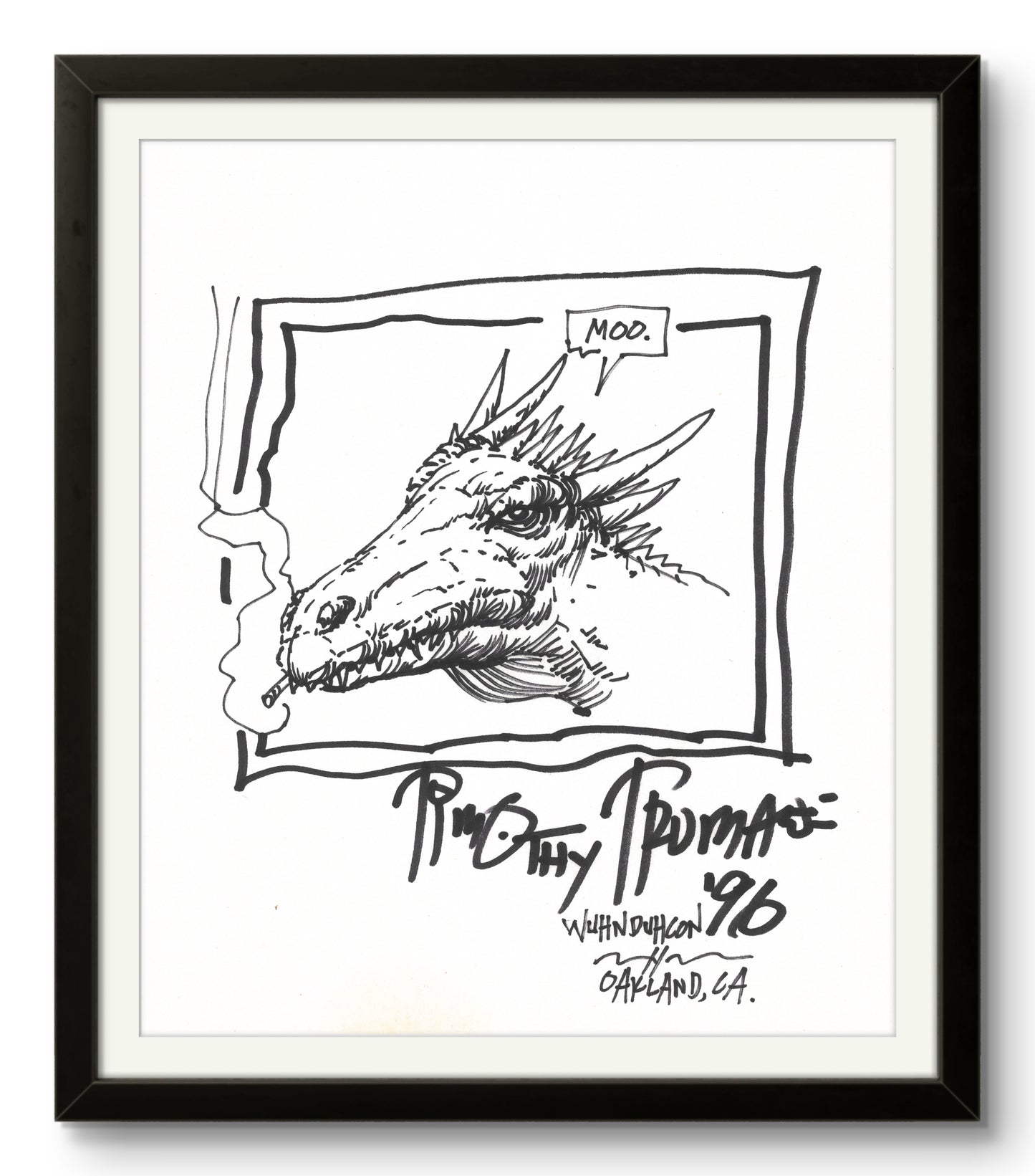 Dragon Saying "Moo" Original Art Signed by Timothy Truman, 1996