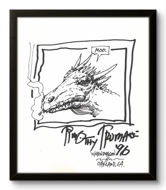 Dragon Saying "Moo" Original Art Signed by Timothy Truman, 1996