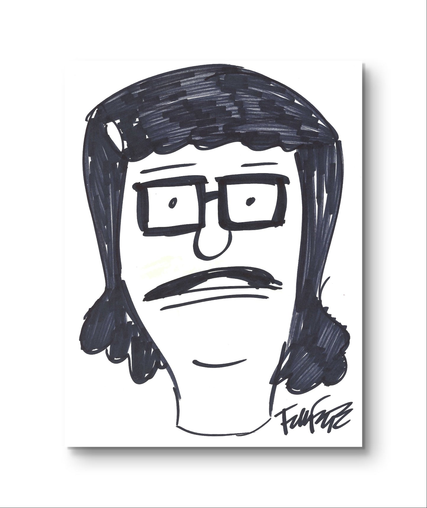 Tina Belcher Frank Forte Signed Hand Inked Bob's Burgers Animation Pin Up Art Piece