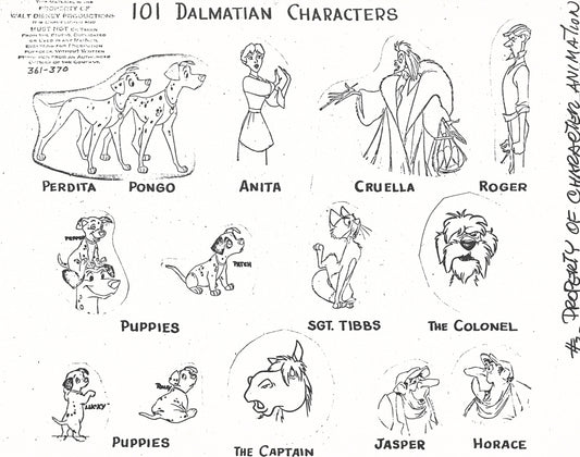 One Hundred and One Dalmatians Original Production Character Model Sheet