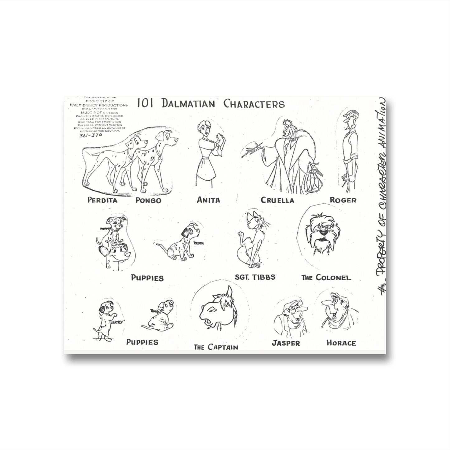 One Hundred and One Dalmatians Original Production Character Model Sheet