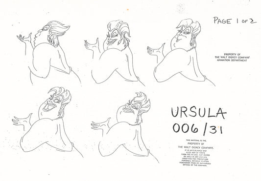 The Little Mermaid Original Production Model Sheet: Ursula