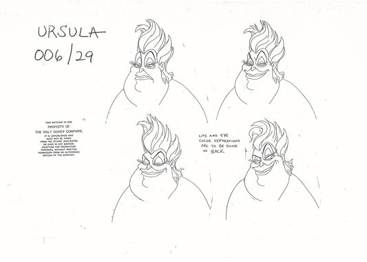 The Little Mermaid Original Production Model Sheet: Ursula