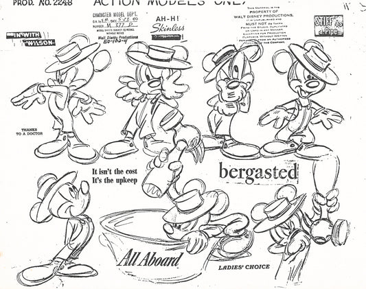 The Little Whirlwind 1941 Classic Mickey Short Original Production Model Sheet