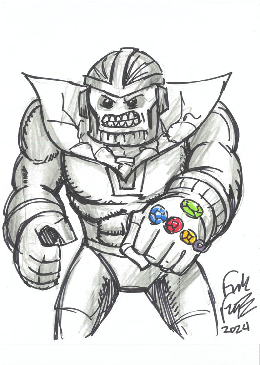 Frank Forte Signed LEGO Marvel Art – Hand-Inked Thanos Illustration: The Thanos Threat