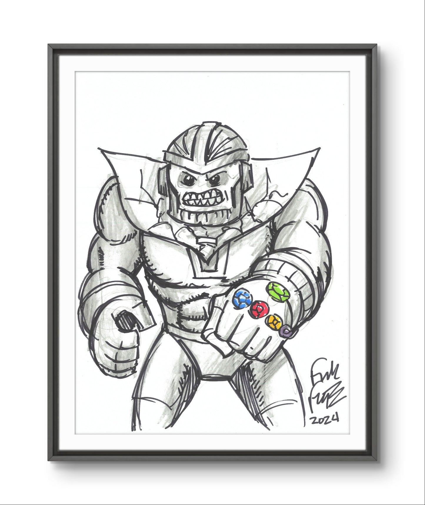 Frank Forte Signed LEGO Marvel Art – Hand-Inked Thanos Illustration: The Thanos Threat
