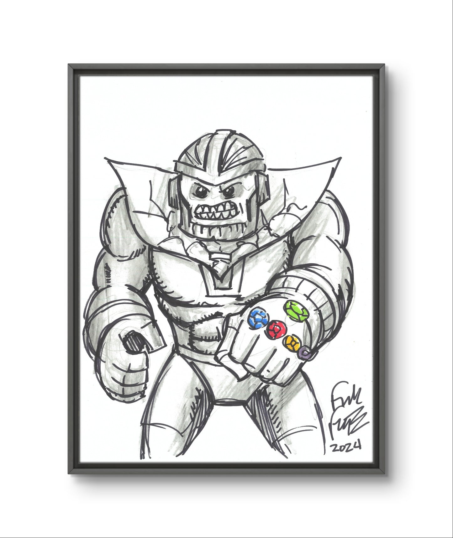 Frank Forte Signed LEGO Marvel Art – Hand-Inked Thanos Illustration: The Thanos Threat