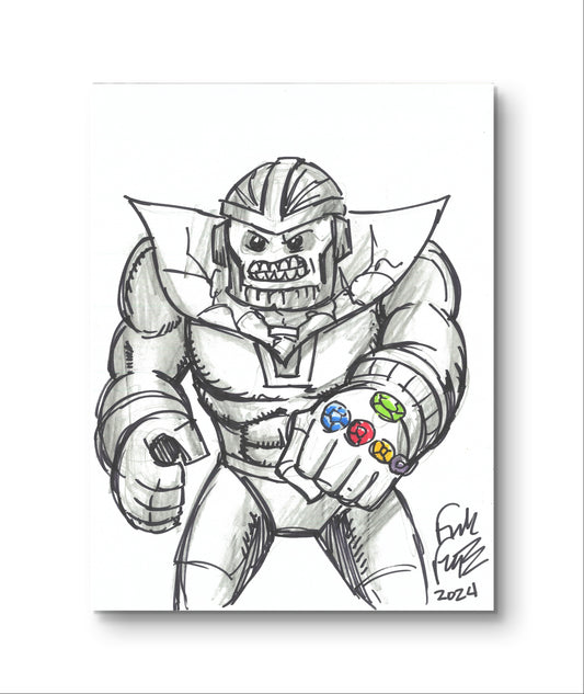 Frank Forte Signed LEGO Marvel Art – Hand-Inked Thanos Illustration: The Thanos Threat