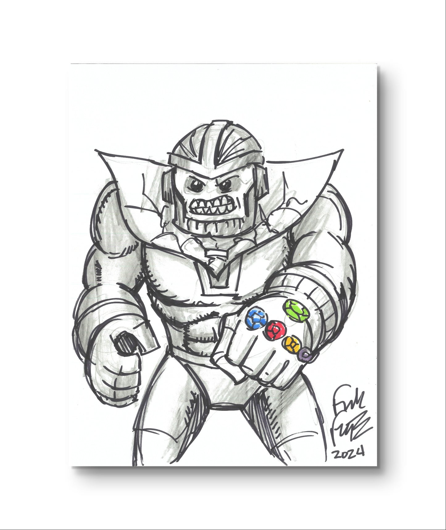 Frank Forte Signed LEGO Marvel Art – Hand-Inked Thanos Illustration: The Thanos Threat