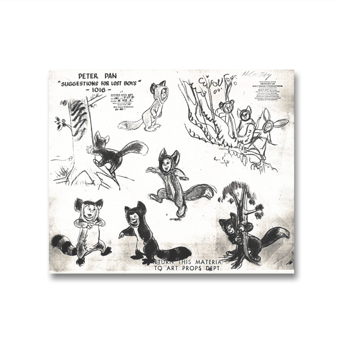 Peter Pan Original Production Model Sheet: The Lost Boys – Sonder Studios