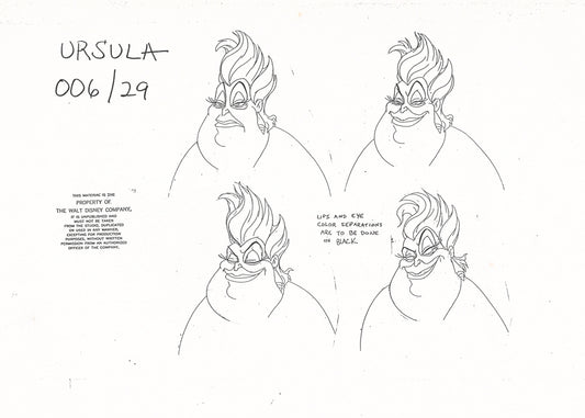 The Little Mermaid Original Production Model Sheet: Ursula