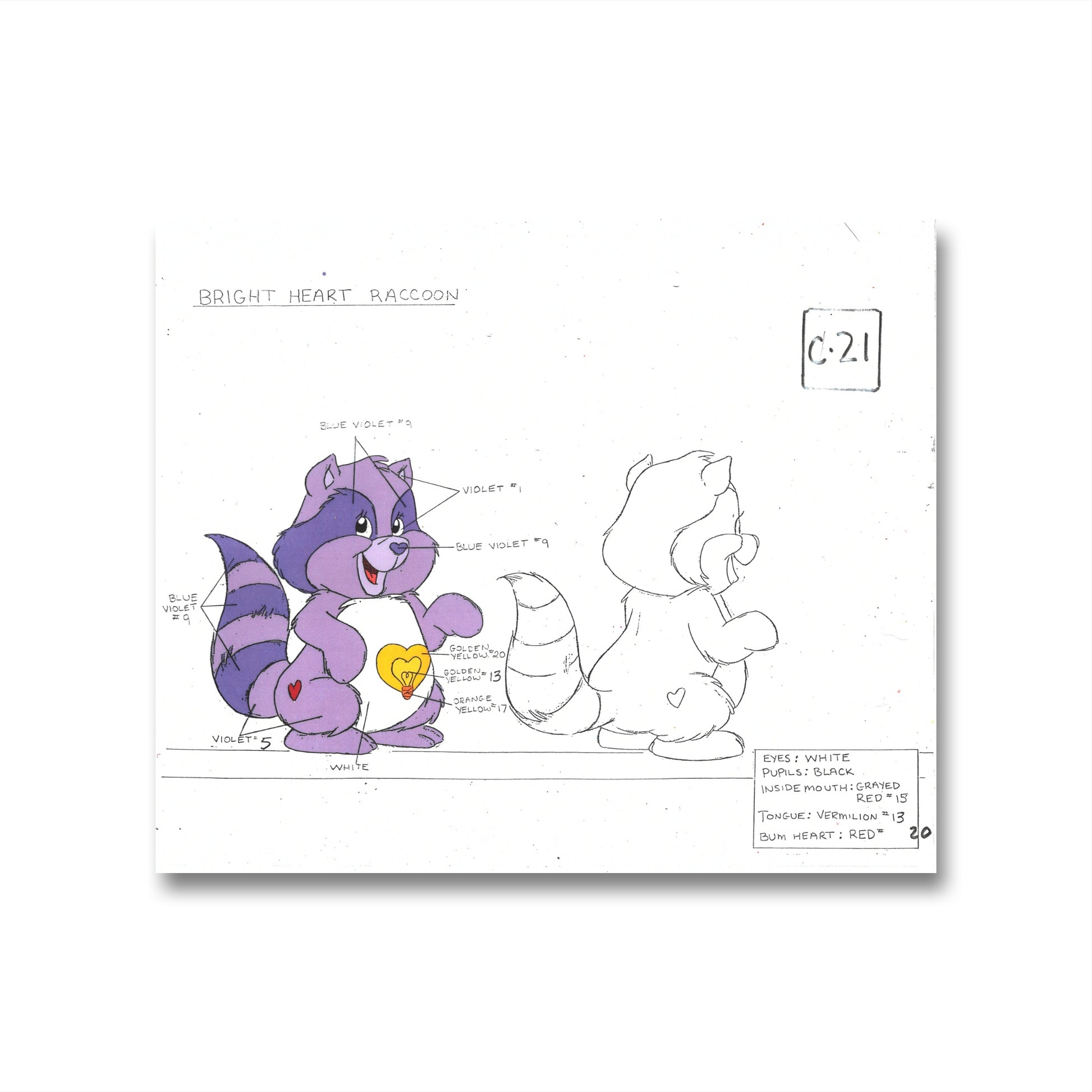Care Bears Original Production Color Model Sheet: Bright Heart