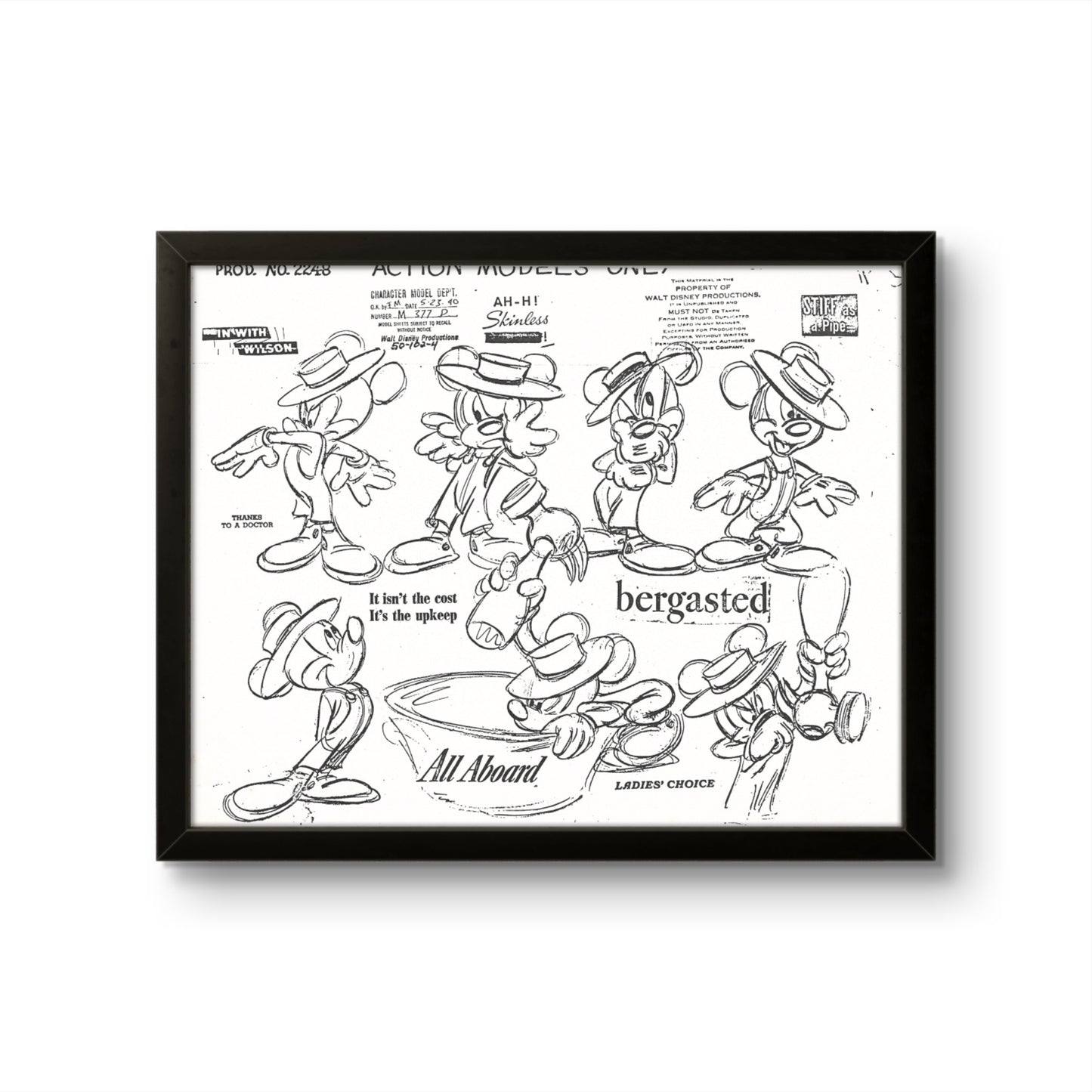 The Little Whirlwind 1941 Classic Mickey Short Original Production Model Sheet