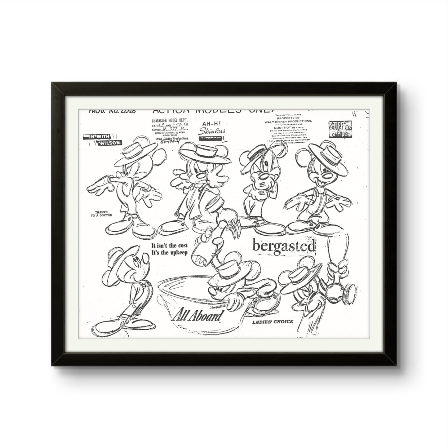 The Little Whirlwind 1941 Classic Mickey Short Original Production Model Sheet