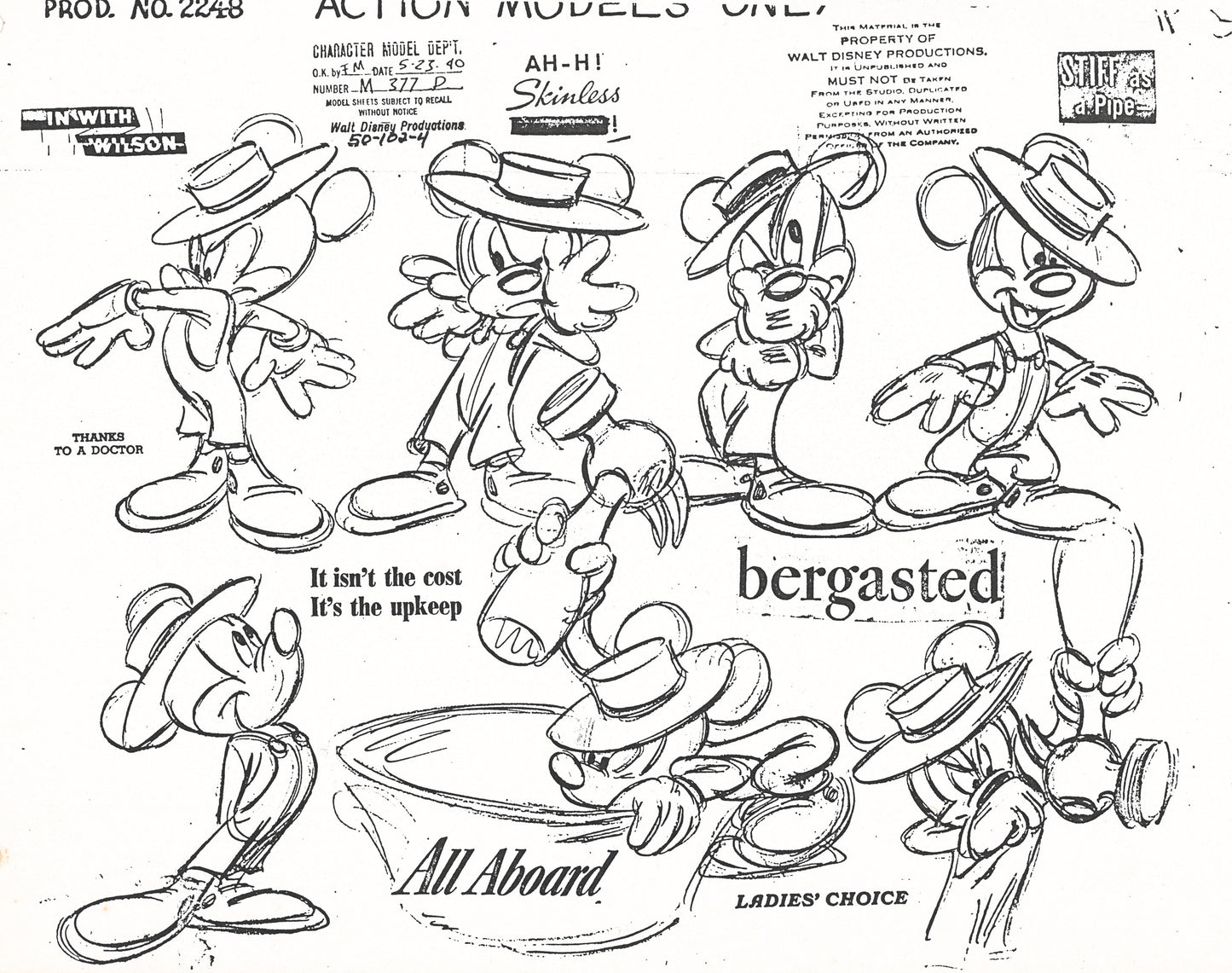 The Little Whirlwind 1941 Classic Mickey Short Original Production Model Sheet