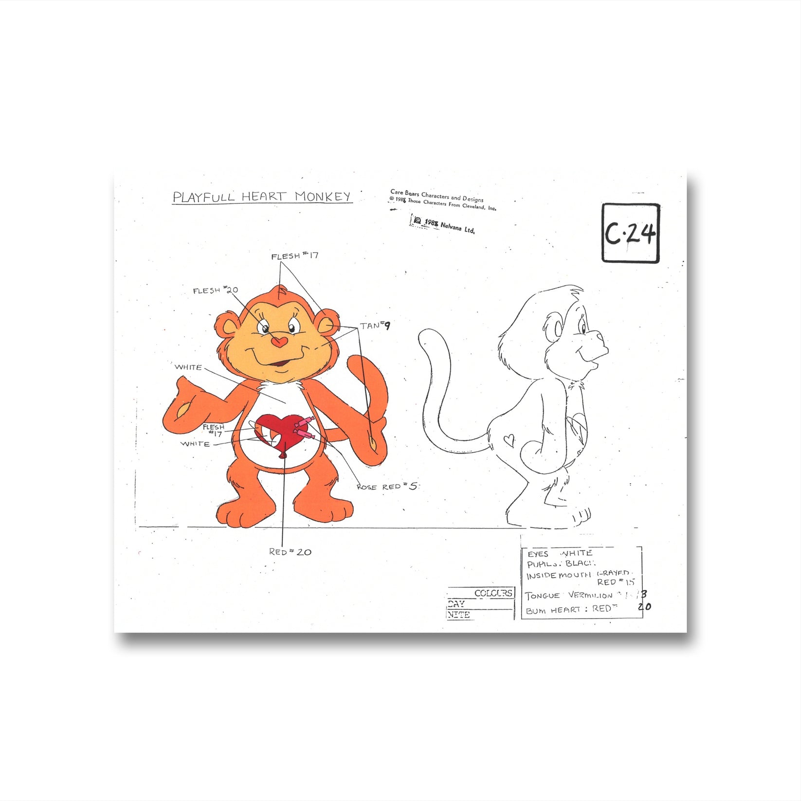 Care Bears Original Production Color Model Sheet: Playful Heart Monkey ...