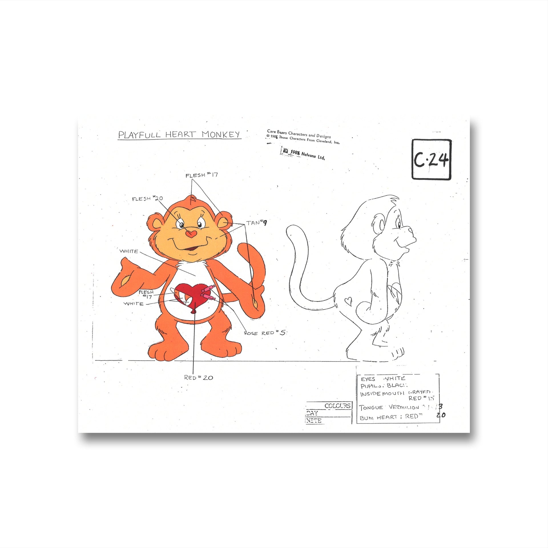 Care Bears Original Production Color Model Sheet: Playful Heart