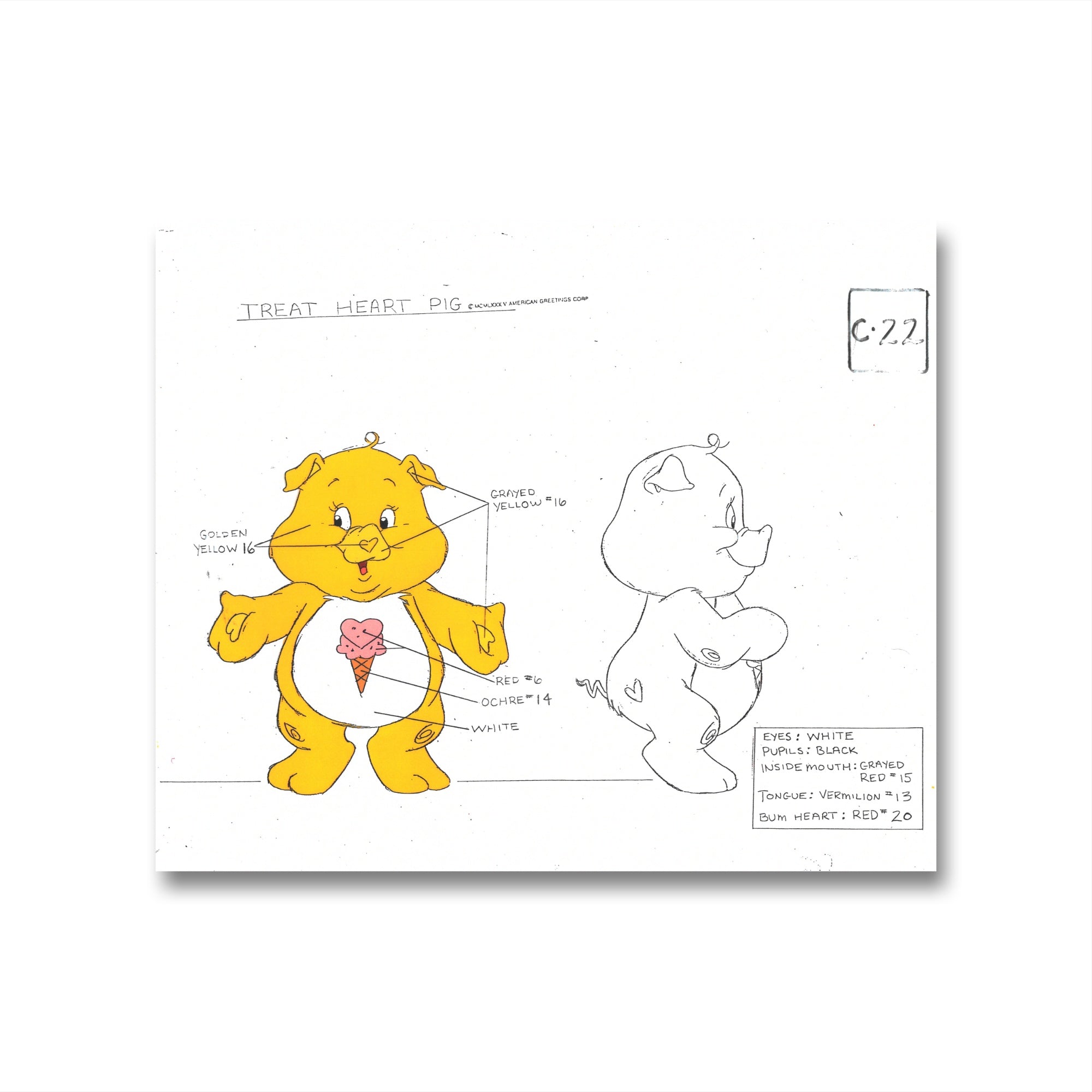 Care Bears Original Production Color Model Sheet: Treat Heart Pig ...
