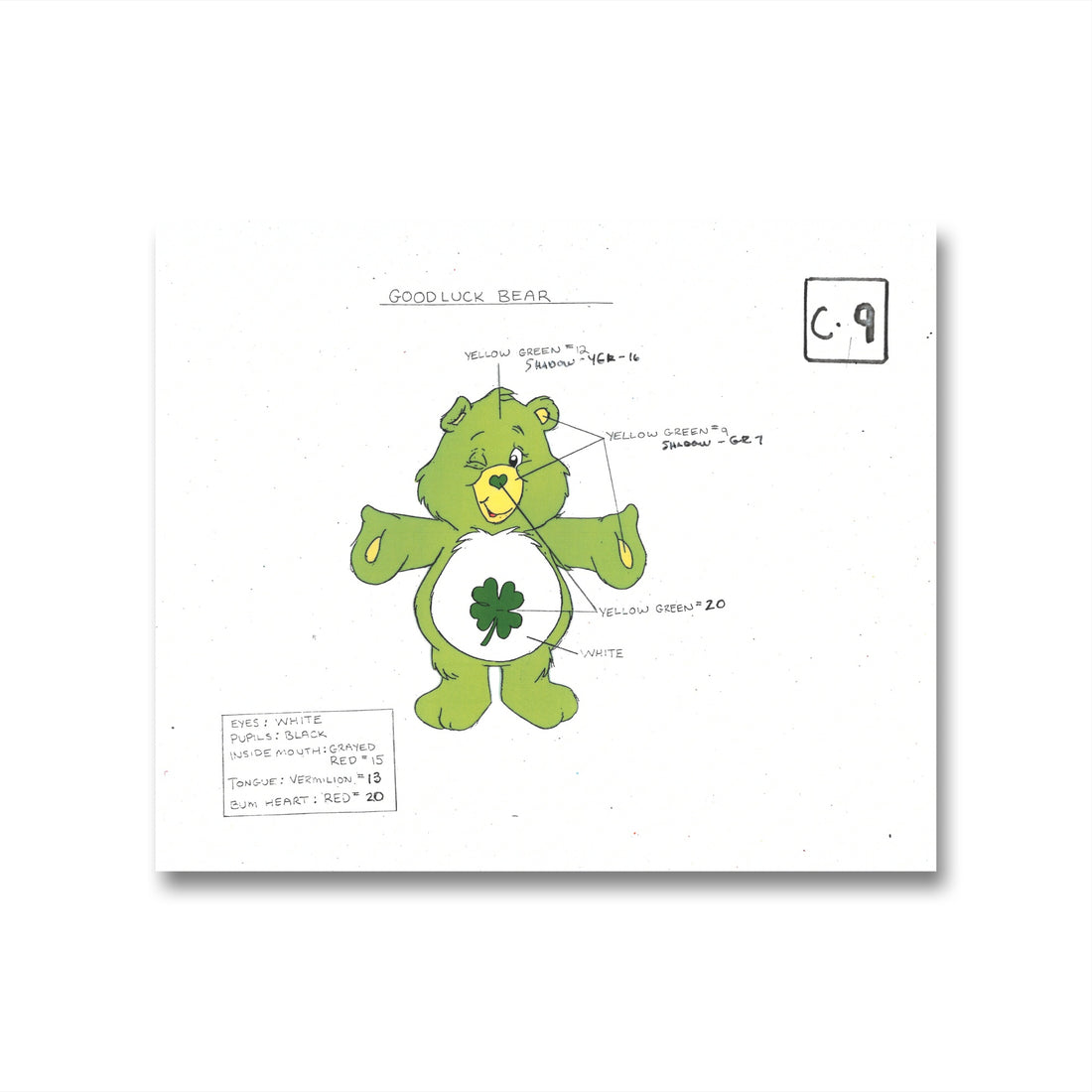 Care Bears Original Production Color Model Sheet: Good Luck Bear ...