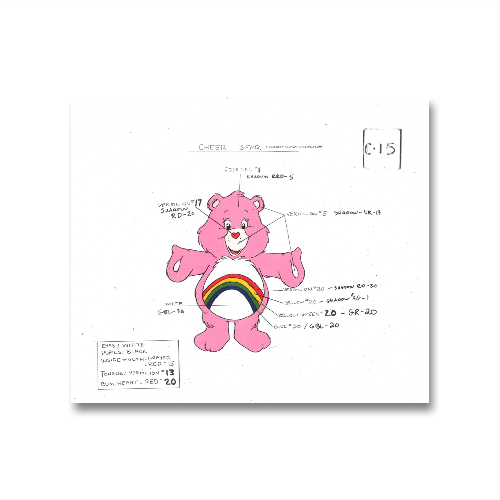 Care Bears Original Production Color Model Sheet: Cheer Bear – Sonder ...